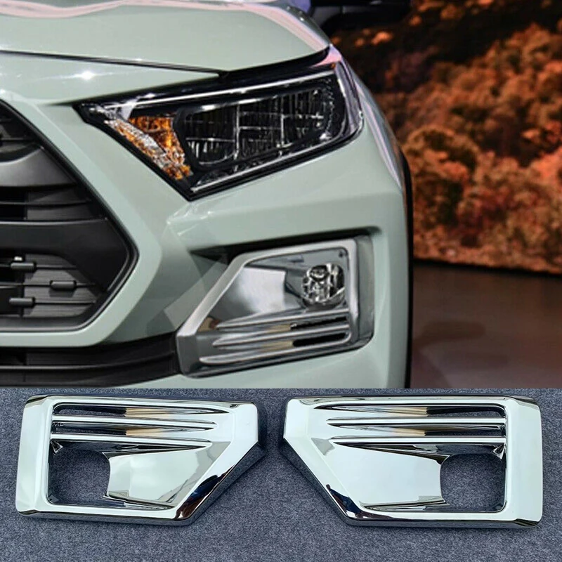 

For Toyota Rav4 Rav 4 Adventure 19-2021 Chrome Front Rear Foglight Fog Light Lamp Cover Trim Frame Sticker Exterior Accessories