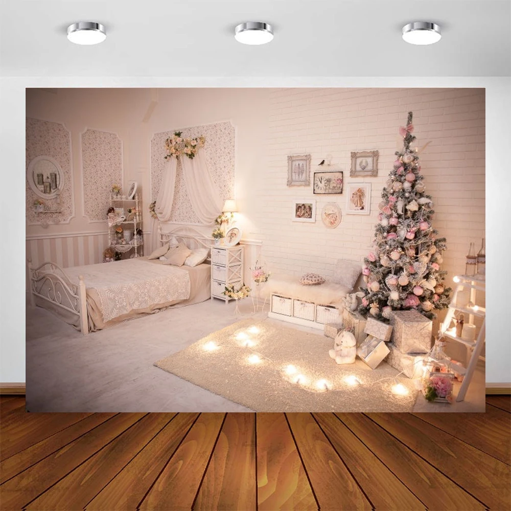 غرفة التصوير الفوتوغرافي الداخلية ، المشهد المضيء ، شجرة عيد ميلاد الطفل ، صورة خلفية التصوير الفوتوغرافي ، لاستوديو الصور