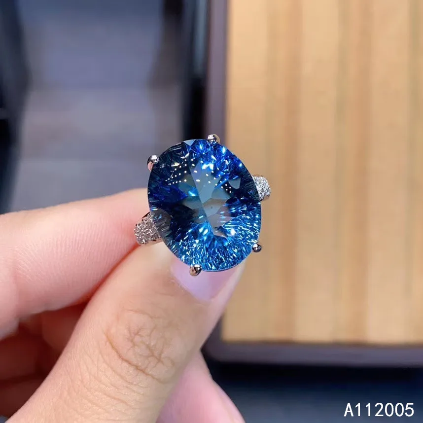 

KJJEAXCMY fine jewelry 925 sterling silver inlaid natural gem blue topaz gemstone new Female Miss woman girl ring Support test