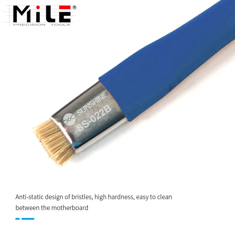 SS-022B Double-Head Brush With Bristle Superfine Steel Wire Mobile Phone Repair IC Pad Motherboard Cleaning Removal Glue Tool