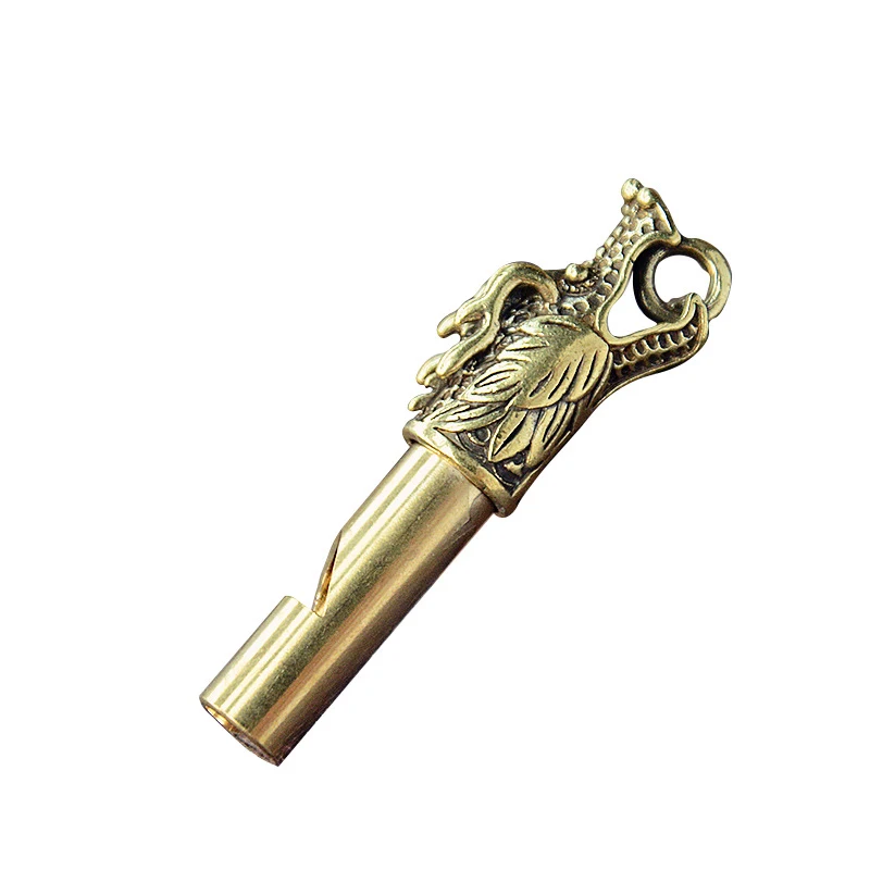 1PCS Brass Dragon Head Whistle Car Keys Chains Pendants Outdoor Survival Tools Whistles Necklaces Keychains Charm