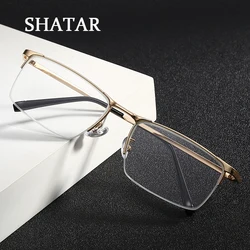 Shatar New Reading Glasses For Men Women Crystal Glass Lens Hard High Quality Half Frame Business Office Prescription Glasses