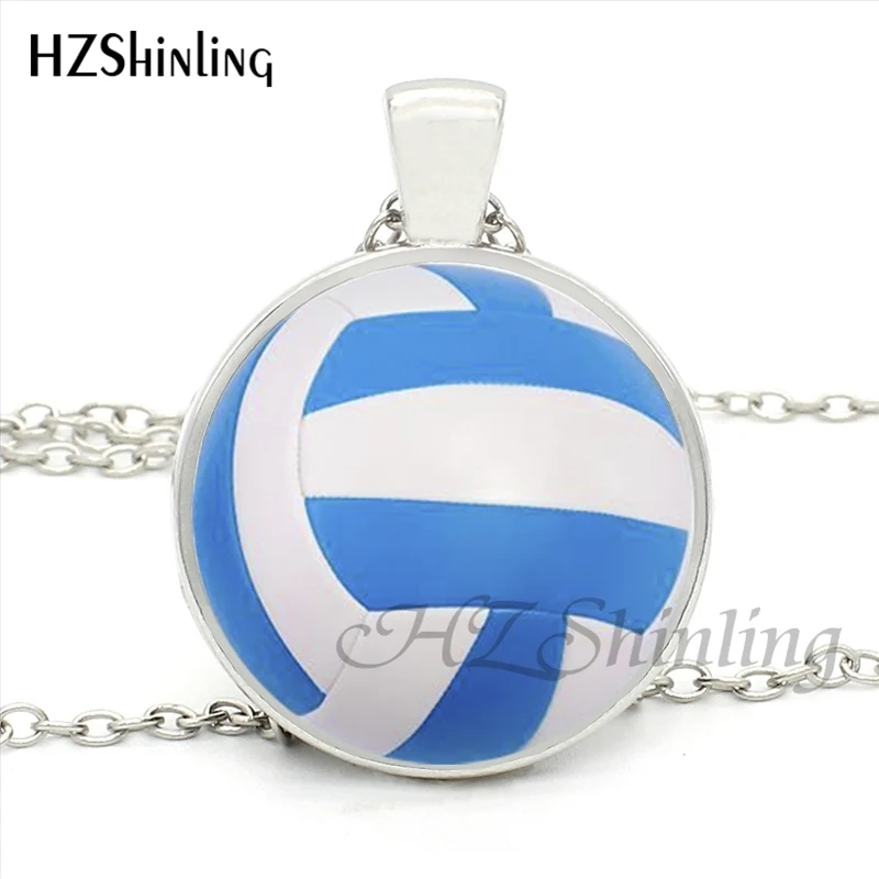 Volleyball Pendant Necklace Handmade Hot Chain Round Sports Ball Volleyball Jewelry for Player Fans Gift
