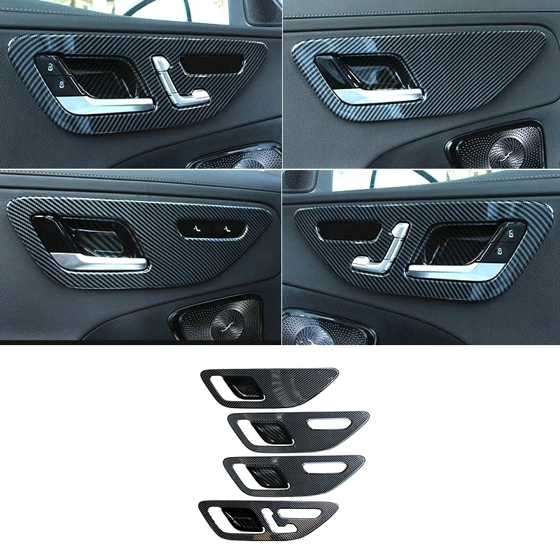 Carbon Fiber Interior Mouldings Inner Door Handle Bowl Panel Decoration Cover Trim For Mercedes Benz C Class W206 C200 C260 22+