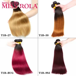 Miss Rola Brazilian Straight Human Hair Weaving 1/3/4 Bundles #1B/27 1B/30 1B/99J 1B/BUG Ombre Remy Hair Extensions Double Wefts