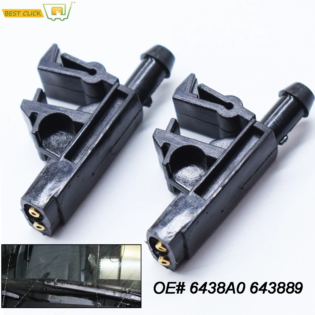 2PCS Front Windshield Wiper Washer Jet Nozzle Spray Liquid Hood For Peugeot Partner 406 605 Citroen Berlingo Xantia ZX 6438A0