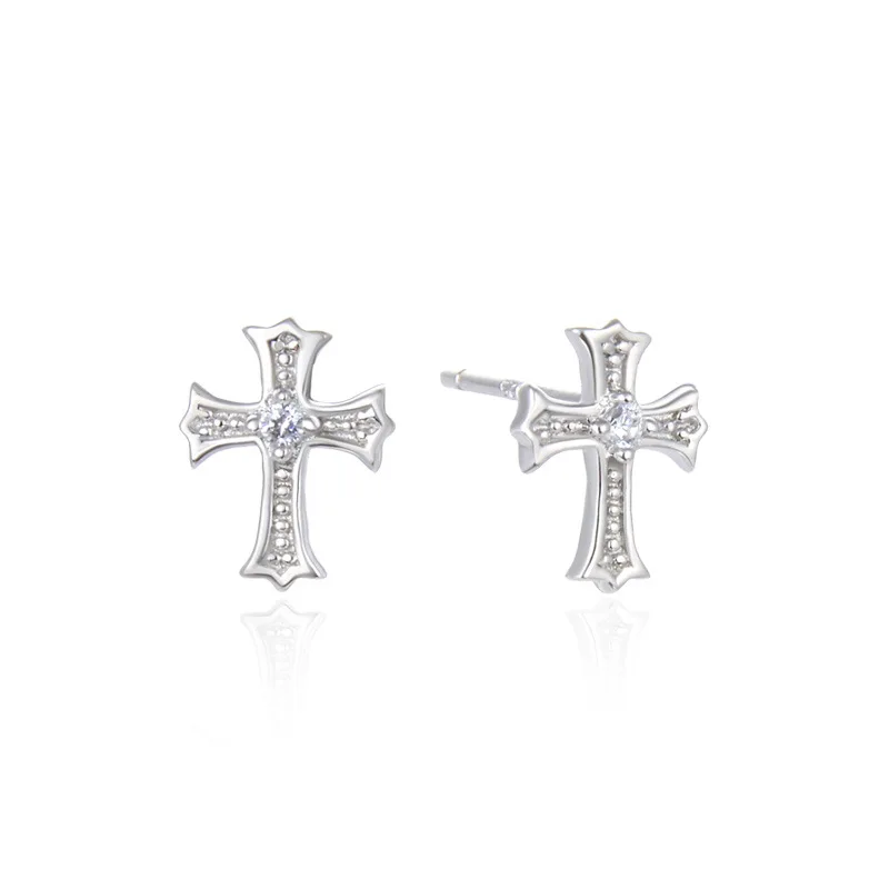 Stud Earrings Cross with Zircon Thomas Style Glam Fashion Good Jewerly For Women,2020Ts Gift In 925 Sterling Silver,Super Deal