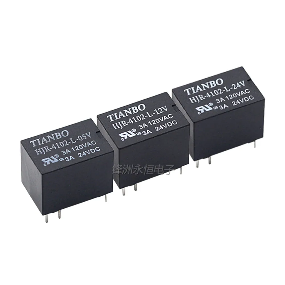 5PCS HJR-4102-L-5V HJR-4102-L-12V HJR-4102-L-24V 6-Pin 3A Power Relay