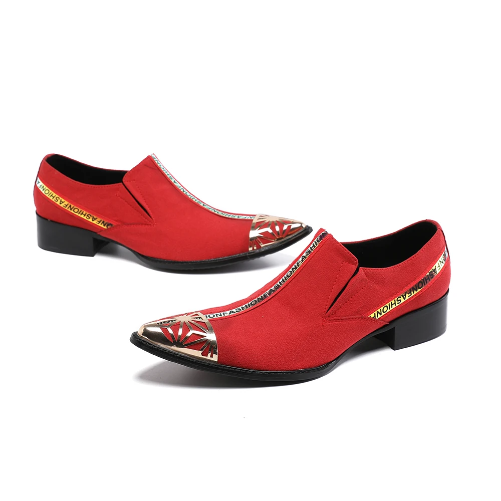 

Fashion Red Suede Leather Men Wedding Party Shoes Pointed Toe Business Dress Shoes Large Size Male Formal Brogue Oxfords Shoes