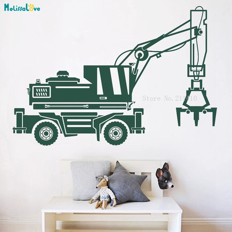 Construction Car Wall Sticker Decals Digger Truck Vehicles Decoration Vinyl Decal Art for Baby Room Playroom Poster YT1956