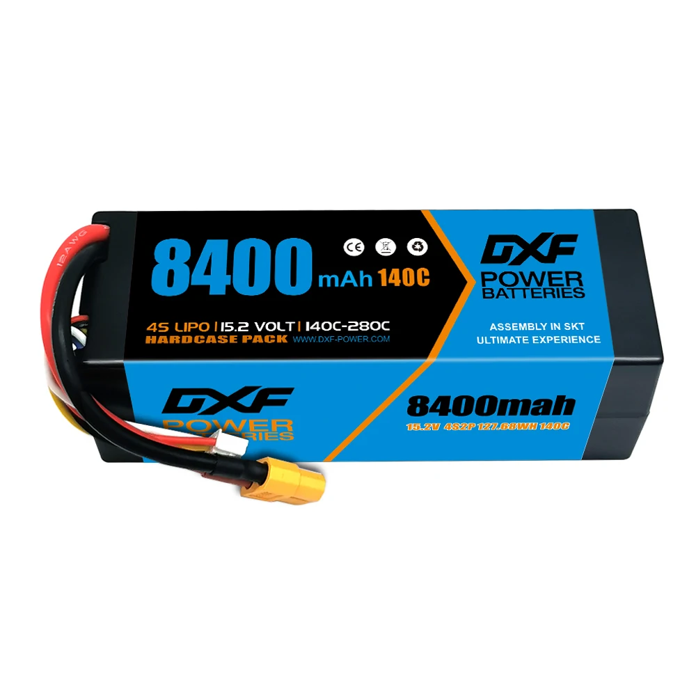 

2 шт. DXF Lipo 4S аккумулятор 15,2 в 8400 мАч 6300 мАч 8000 мАч твердый корпус HV 140C 130C для 1/8 1/10 багги Грузовик внедорожник лодка