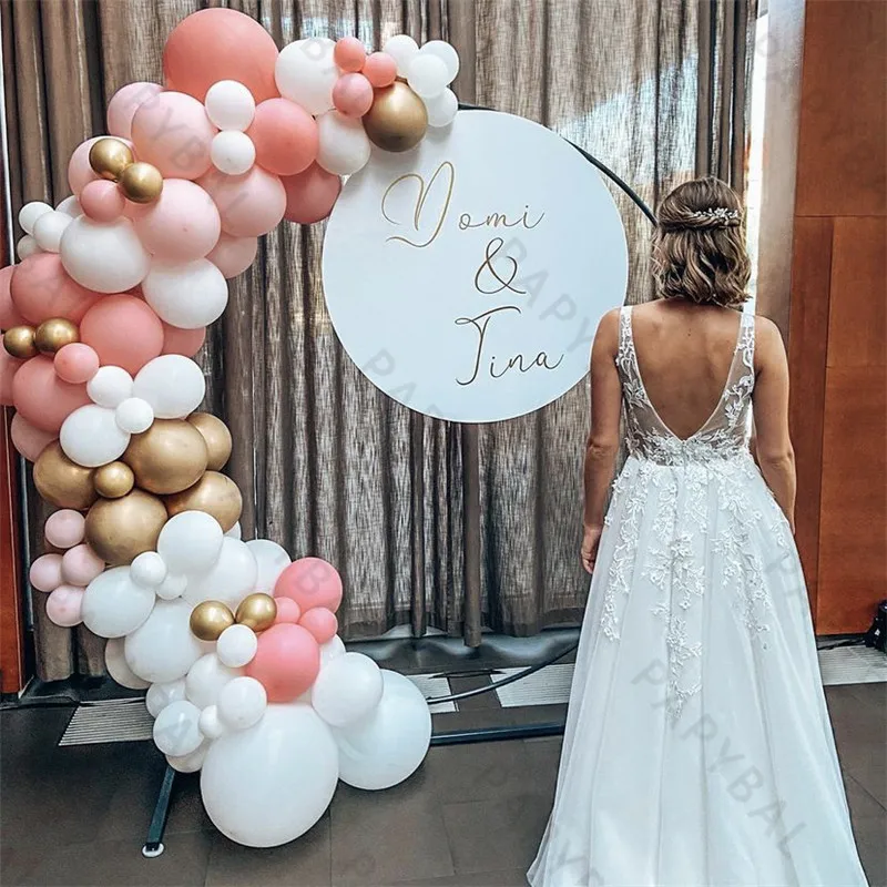 

93Pcs Pink White Balloons Arch Garland Kit Chrome Gold Latex Balloon For Romantic Wedding Party Decoration Lover's Day Gifts