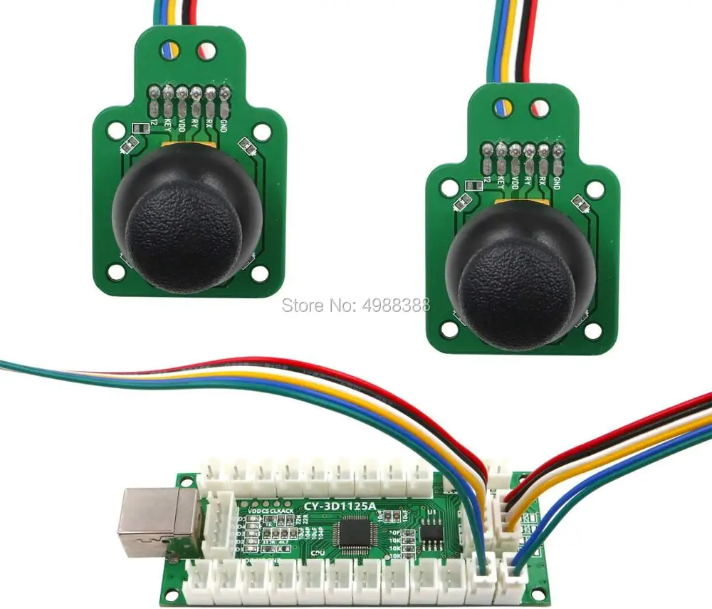 DIY Arcade Joystick 3D Gamepad Analog Stick Sensor Fly Joystick With Cable，for PC MAME Raspberry Pi Android Gamepad Controller