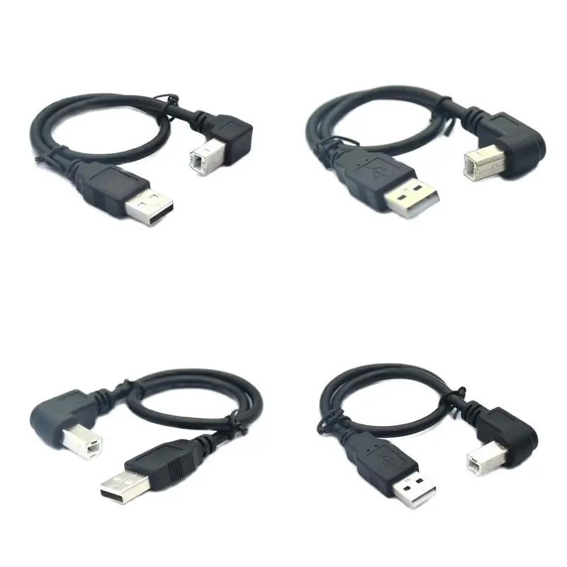 5FT 30cm 50cm 1m 1.5m 90 Degree Left Up Down Right Angle USB 2.0 Printer Cable Type A Male To Type B Male Foil Braided Inside