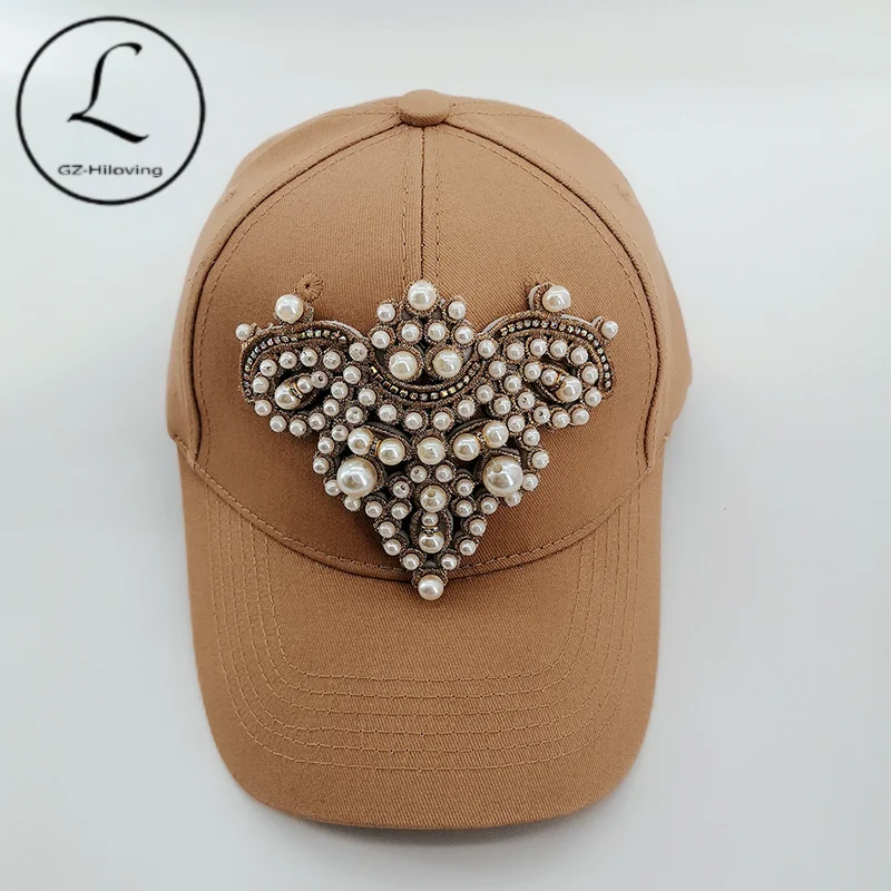 

GZHILOVINGL Fashion Girls Pearl Cotton Baseball Cap Spring Summer Adjustable Sprots Snapback Hat Women Hip Hop Hat Anti-sun 2021