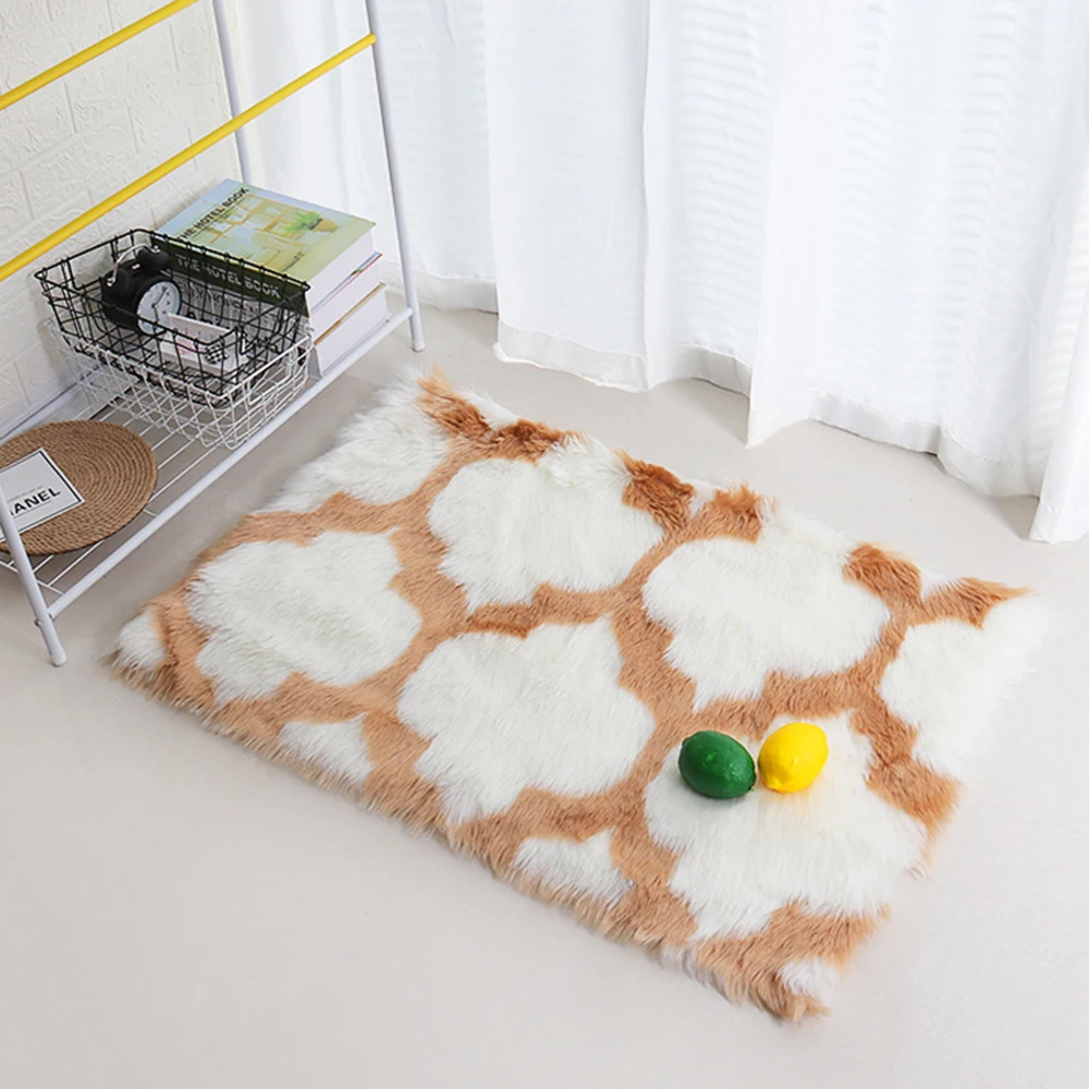 Morocco Carpet Decor Shaggy Soft Fur Floor Long Cushion Area Rug Sheepskin Home Mat Area Rug for Living Room Bedroom Carpet D30