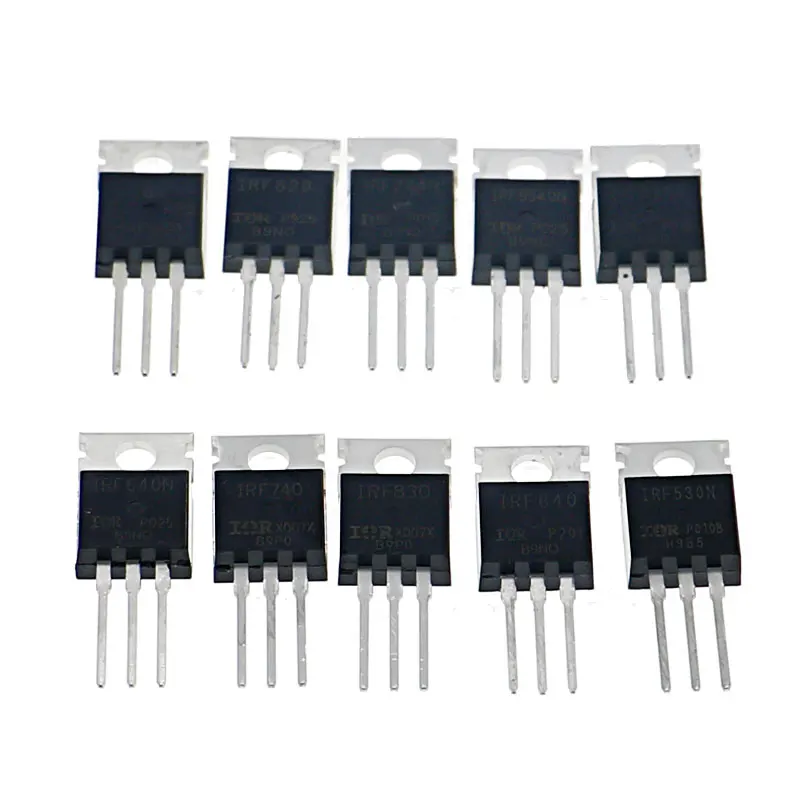 50pcs 10 Types Mosfet Transistors Assortment Kit IRF640 IRF740 IRF830 IRF840 IRF530 IRF630 IRF820 IRFZ44 IRF9540 IRF3205 Series