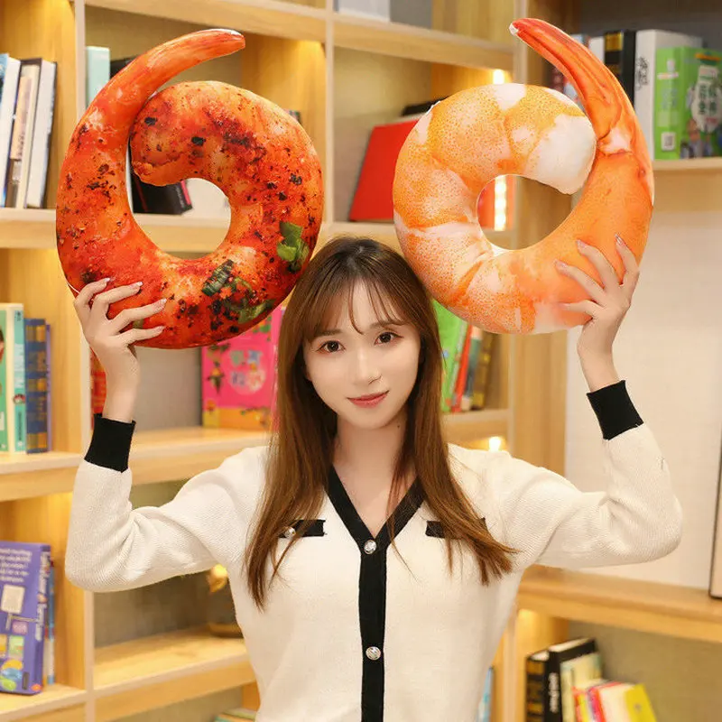 40cm Cartoon Shrimp Animal Pillow Soft Stuffed Birthday Christmas Gifts Cloth Cushion Food Plush Toys