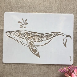 A4 29x21cm Hand Draw Whale Water Spray DIY Layering Stencils Painting Scrapbook Coloring Embossing Album Decorative Template