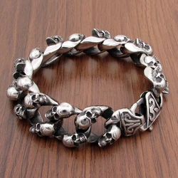 Punk 316L Stainless Steel Small Skull Bracelet  Motor Biker Skeleton Men's Bracelets Jewelry