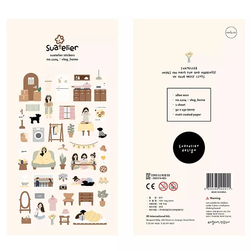 1PC Sonia Daily Series Cute Cartoon Decorative Stickers Transparent PVC Scrapbooking Stickers Korean Gift Stationery