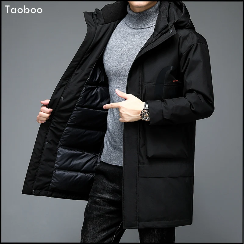 Taoboonew moda longa jaqueta de inverno dos homens 2021 com capuz para baixo jaqueta de negócios casual masculino casaco de alta qualidade blusão outwear