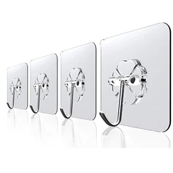 5PCS Wall Hooks Strong Transparent Suction Cup Sucker Hanger Kitchen Bathroom Multi Use Adhesive Hook Door Traceless Organizer