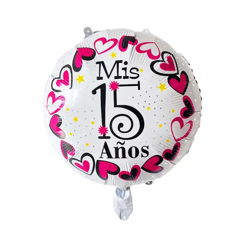 5Pcs Mis Anos Portuguese 15th Bar Mitzvah Party Balloons 18 Inch Round Foil Helium Globos Birthday Party Adult Girl Ballons Show