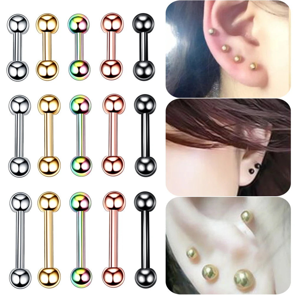 

2pcs/lot Stainless Steel Ear Tragus Cartilage Piercings Ball Earring Conch Ear Lobe Stud Helix Cartilage Piercings 16G