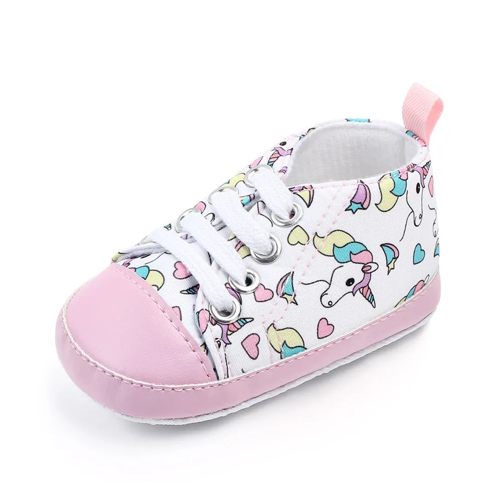 Unicorn graffiti newborn baby girl boys shoes soft shoes dinosaur printing infant toddler hard bottom crib shoes first walking s