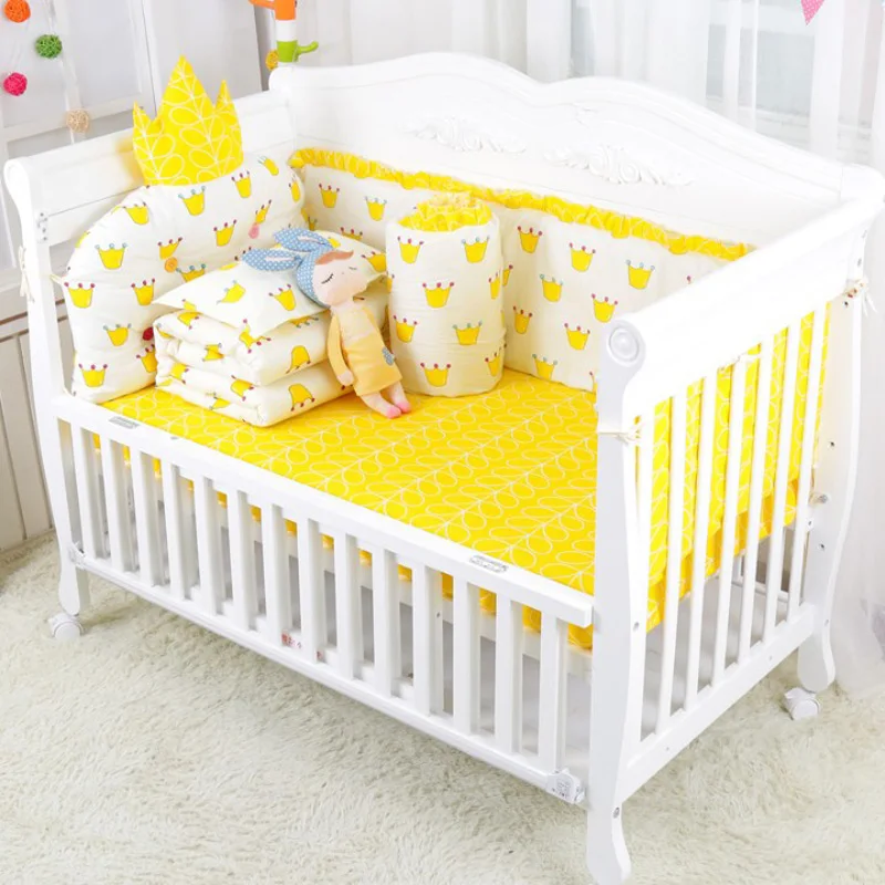 Crown Shape Baby Bed Cushion Super Soft Newborn Boy Girl Cot Bumpers Kit With Sheet 5pcs/set Warm Baby Kids Bedding Set Hot Sale