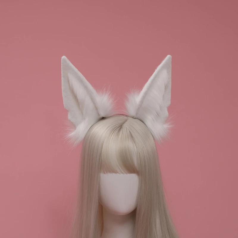 Faux Fur Animal Headbands Furry Animal Wolf Ears Headwear Tail Set Kawaii Hair Hoop for Halloween Cosplay Party Supplies