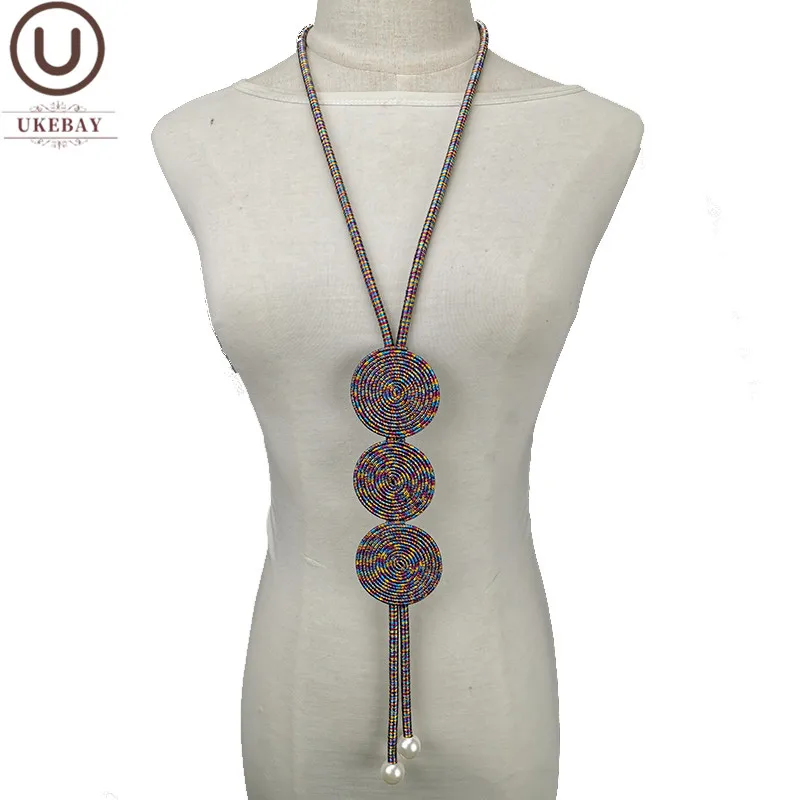 

UKEBAY New Designer Luxury Necklaces 9 Colors Handmade Jewelry Women lLong Statement Necklace Pearl Accessories Ethnic Jewellery