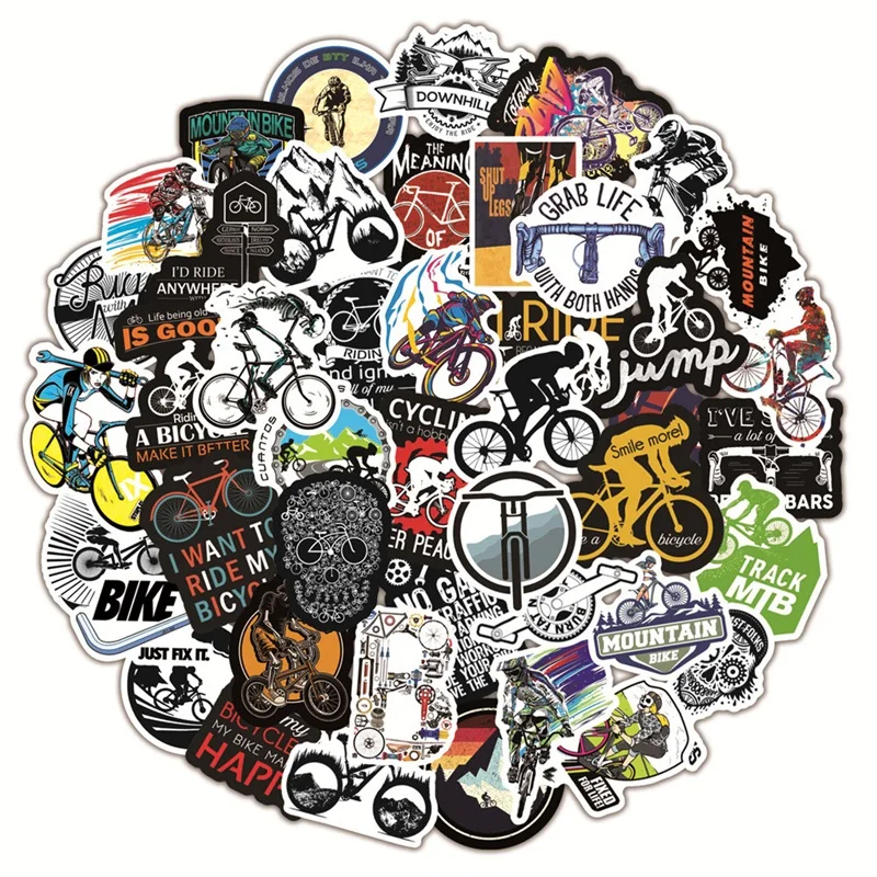 50 Pcs Mountain Bike Stickers Waterproof Outdoor MTB Bicycle Sticker Cool For DIY Laptop PC Phone Skateboard Luggage Hot Sale