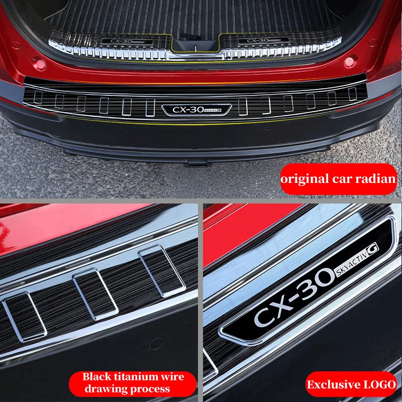 FOR Mazda CX-30 CX30 2020 Car Rear Bumper Load Edge Protector Stickers Auto Trunk Guard Plate Car Decoration paste Accessories