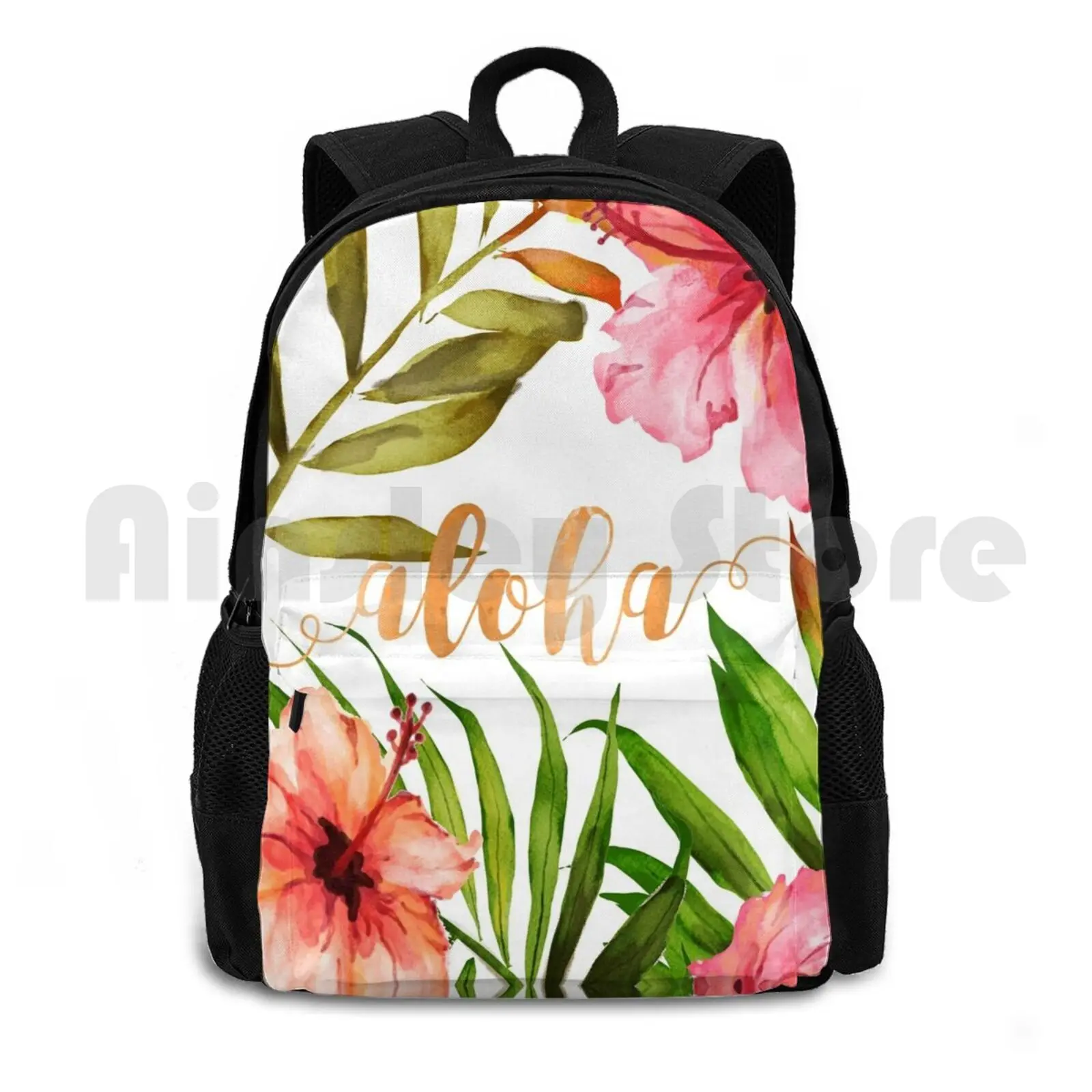 

Aloha тропический гавайский цветочный акварельный уличный походный рюкзак водонепроницаемый кемпинг путешествия Гавайи гавайский тропический цветочный рюкзак
