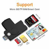 USB  2.0 Smart Card Reader micro SD/TF memory ID Bank EMV electronic DNIE dni citizen sim cloner connector adapter