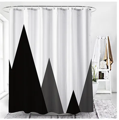 Modern cartoon printed 100% polyester waterproof fabric shower curtain bathroom bathtub personality durable curtain with hooks