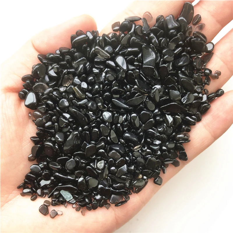 

2-4mm Natural Black Obsidian Quartz Crystal Mini Stone Rock Chips Energy Healing Natural Quartz Crystals 50g