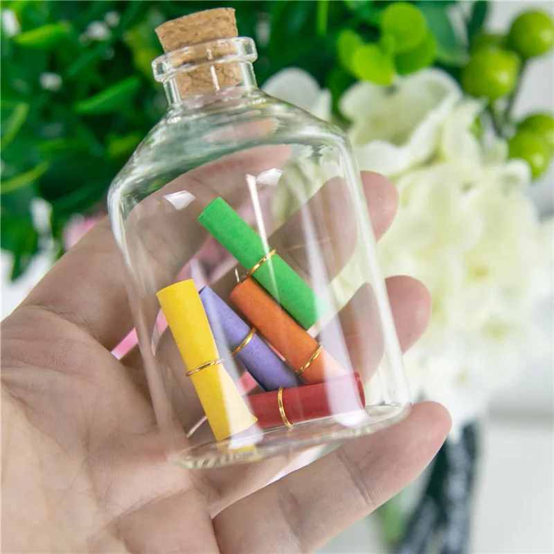 24PC Mini Transparent Glass Cork Bottles Crafts Vials Clear Glass Empty Wishing Bottles 4ml 10ml 100ml Jars Containers Diy Vials