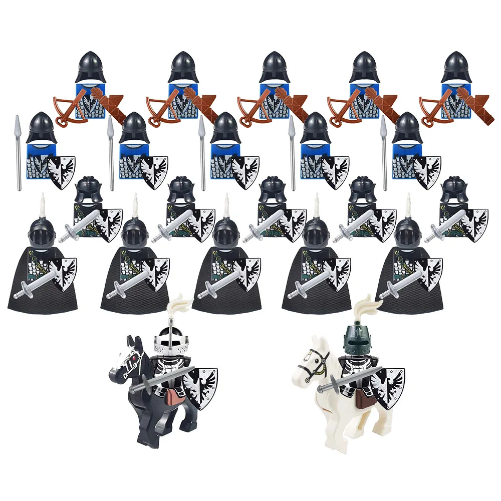 

24pcs Dragoon Castle Evil Knight Sliver Hawk Knights Battle Steed Rome Cavalry Warrior Building Block Mini Figure