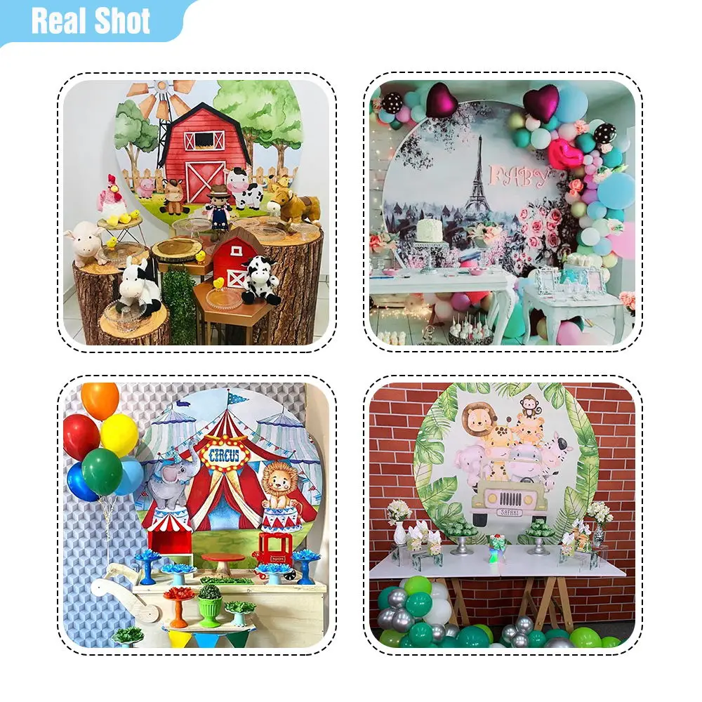 Allenjoy Round Background Circle Backdrop Cover Circus Tent Balloons Carnival Girls Monkey Birthday Photocall Wallpaper Banner