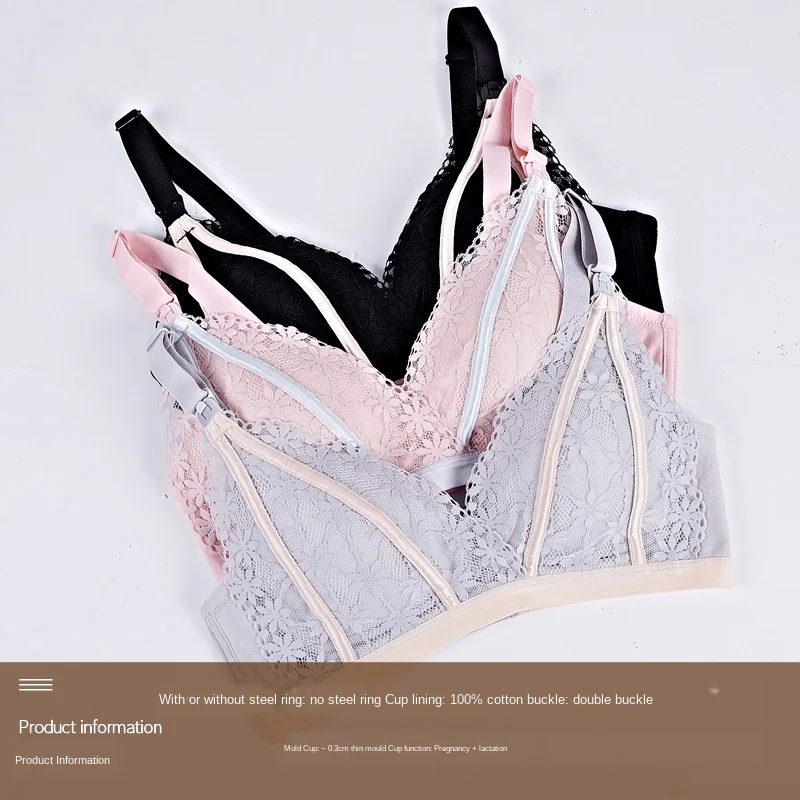 Sutiã de amamentação de maternidade, coletando renda superior botão aberto tipo cueca para mulheres grávidas, Copa E pós-parto