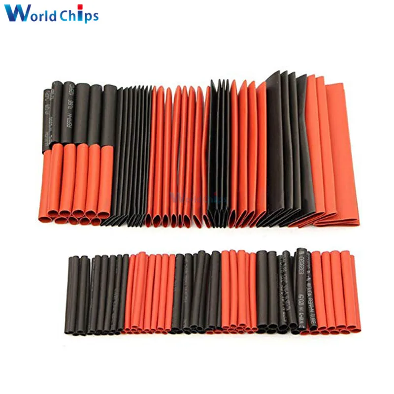 127Pcs Red Black Heat Shrink Tubing Polyolefin 2:1 Electrical Wrap Wire Cable Sleeves Insulation Shrinkable Tube Assortment Kit