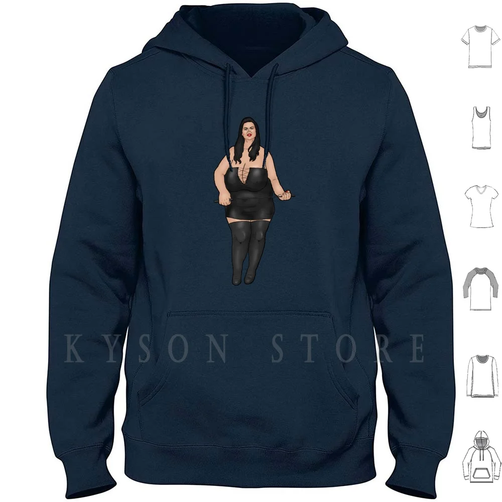 Strict Bbw Dominatrix With Very Large Breasts Hoodie long sleeve Cotton Up Up Girl Comic Up High Heels Pumps