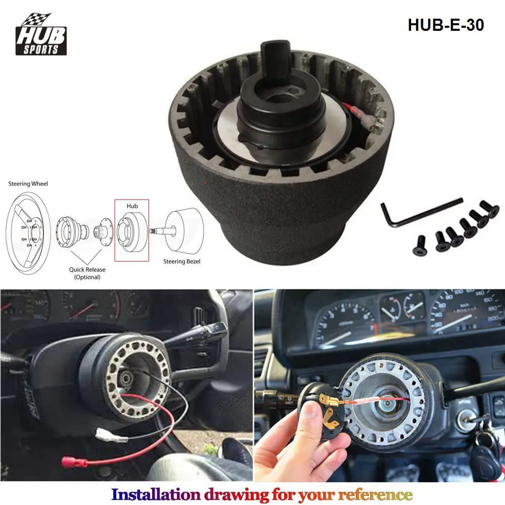 Black Racing Steering Wheel Hub Adapter Boss Kit For BMW E30 HUB-E-30