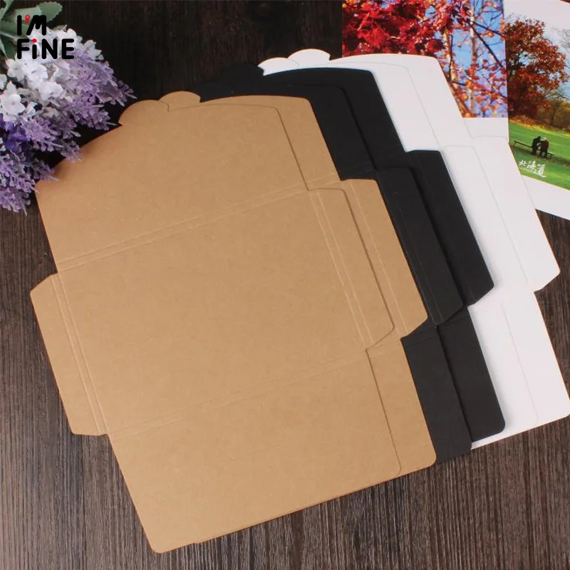 4x6 inch Balck Cardboard Photo Packaging Box Kraft Postcard Envelope Photo Package Case