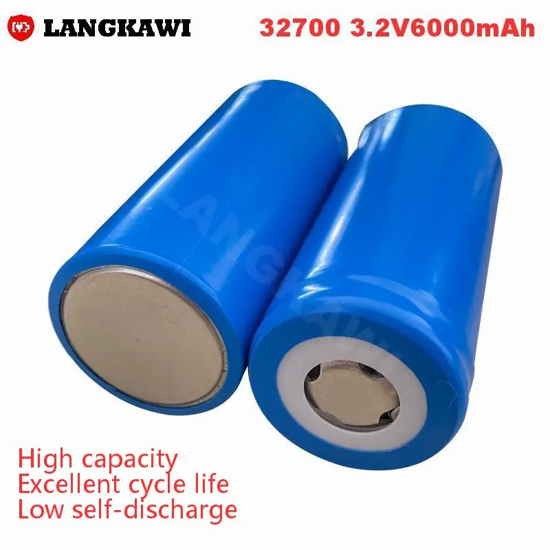 3.2V 32700 6000mAh LiFePO4 Cylindrical Rechargeable Lithium-ion High Capacity Battery for Electric Vehicle UPS Energy Storage