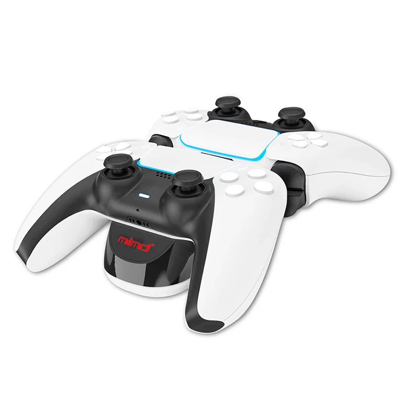 Base de carga Dual para mando inalámbrico PS5, controlador de juegos con luz LED
