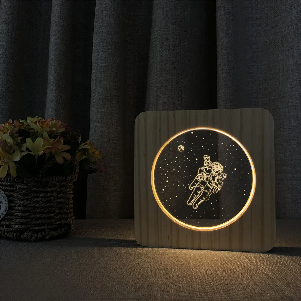 Space Astronaut 3D LED USB Arylic Night Lamp Table Light Switch Control Carving Lamp for Children's Room Decoration Dropshipping